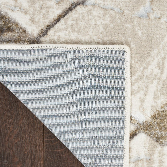 Glitz GLZ02 Modern Geometric Marble Distressed Metallic Shimmer Hi-Low Textured Soft-Touch Short-Pile Polyester Ivory/Grey/Taupe Runner-Nourison-Rug Love - The Most Loved Rug Store