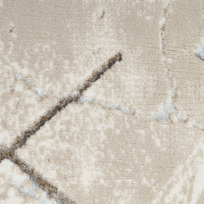Glitz GLZ02 Modern Geometric Marble Distressed Metallic Shimmer Hi-Low Textured Soft-Touch Short-Pile Polyester Ivory/Grey/Taupe Runner-Nourison-Rug Love - The Most Loved Rug Store