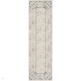 Glitz GLZ03 Modern Abstract Border Marble Distressed Metallic Shimmer Hi-Low Textured Soft-Touch Polyester Ivory/Taupe/Beige/Blue/Grey Runner