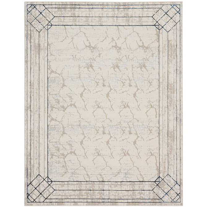 Glitz GLZ03 Modern Abstract Border Marble Distressed Metallic Shimmer Hi-Low Textured Soft-Touch Short-Pile Polyester Ivory/Taupe/Beige/Blue/Grey Rug-Nourison-Rug Love - The Most Loved Rug Store