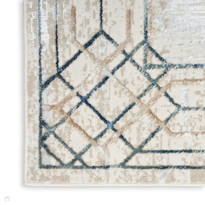 Glitz GLZ03 Modern Abstract Border Marble Distressed Metallic Shimmer Hi-Low Textured Soft-Touch Short-Pile Polyester Ivory/Taupe/Beige/Blue/Grey Rug-Nourison-Rug Love - The Most Loved Rug Store
