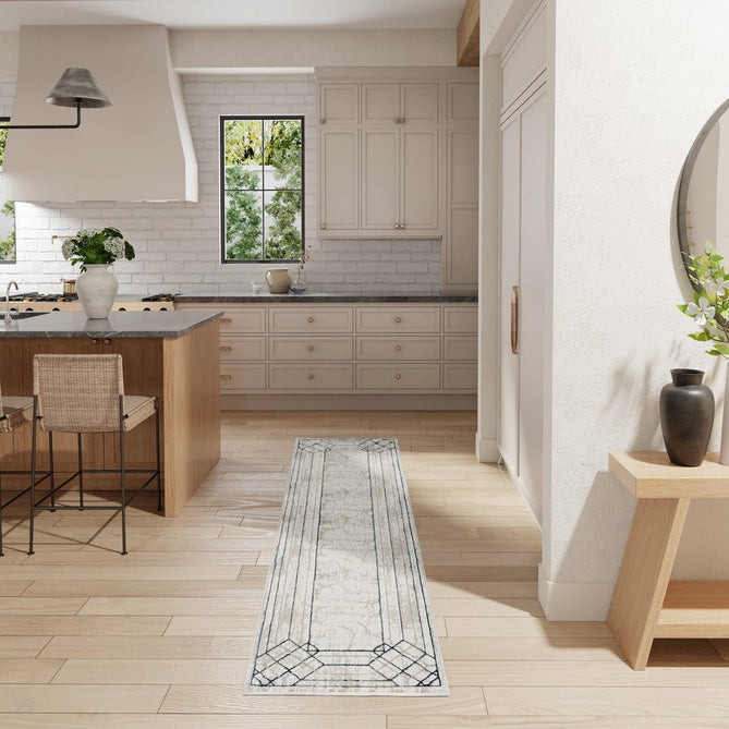 Glitz GLZ03 Modern Abstract Border Marble Distressed Metallic Shimmer Hi-Low Textured Soft-Touch Short-Pile Polyester Ivory/Taupe/Beige/Blue/Grey Rug-Nourison-Rug Love - The Most Loved Rug Store