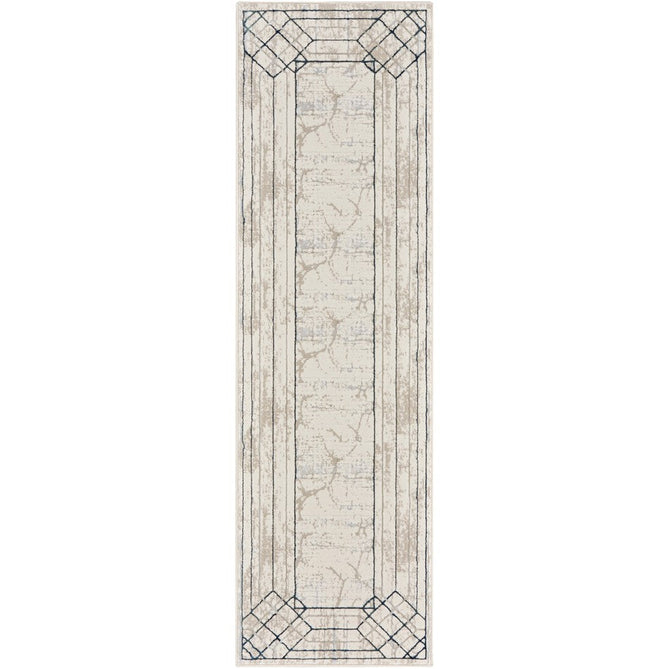 Glitz GLZ03 Modern Abstract Border Marble Distressed Metallic Shimmer Hi-Low Textured Soft-Touch Short-Pile Polyester Ivory/Taupe/Beige/Blue/Grey Rug-Nourison-Rug Love - The Most Loved Rug Store