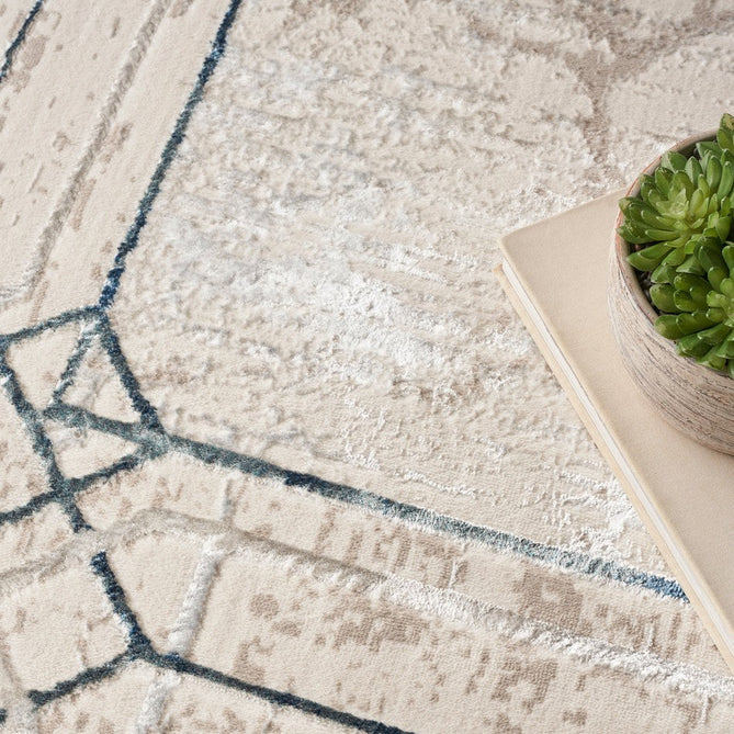 Glitz GLZ03 Modern Abstract Border Marble Distressed Metallic Shimmer Hi-Low Textured Soft-Touch Short-Pile Polyester Ivory/Taupe/Beige/Blue/Grey Rug-Nourison-Rug Love - The Most Loved Rug Store
