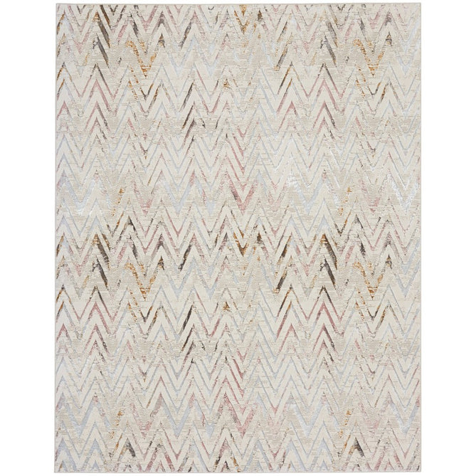 Glitz GLZ05 Modern Geometric Chevron Distressed Metallic Shimmer Hi-Low Textured Soft-Touch Polyester Low Profile Short-Pile Beige/Ivory/Grey/Multicolour Rug-Nourison-Rug Love - The Most Loved Rug Store