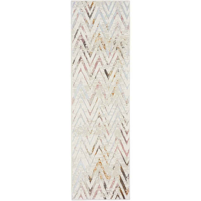 Glitz GLZ05 Modern Geometric Chevron Distressed Metallic Shimmer Hi-Low Textured Soft-Touch Polyester Low Profile Short-Pile Beige/Ivory/Grey/Multicolour Rug-Nourison-Rug Love - The Most Loved Rug Store