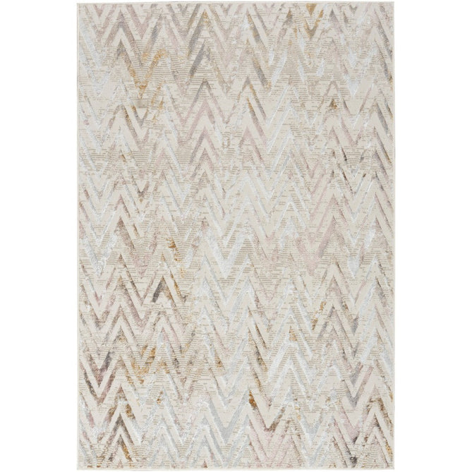 Glitz GLZ05 Modern Geometric Chevron Distressed Metallic Shimmer Hi-Low Textured Soft-Touch Polyester Low Profile Short-Pile Beige/Ivory/Grey/Multicolour Rug-Nourison-Rug Love - The Most Loved Rug Store