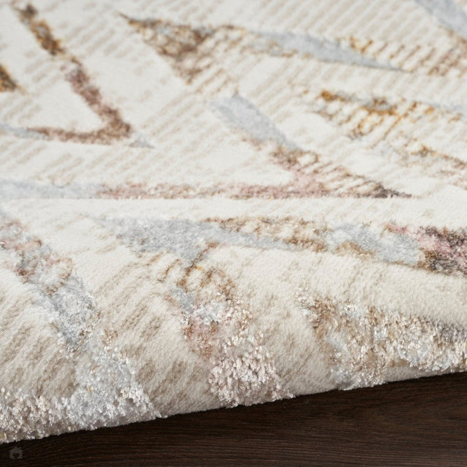 Glitz GLZ05 Modern Geometric Chevron Distressed Metallic Shimmer Hi-Low Textured Soft-Touch Short-Pile Polyester Beige/Ivory/Grey/Multicolour Runner-Nourison-Rug Love - The Most Loved Rug Store