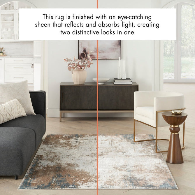Glitz GLZ06 Modern Abstract Distressed Metallic Shimmer Hi-Low Textured Soft-Touch Polyester Low Profile Short-Pile Taupe/Blue/Grey/Cream/Multicolour Rug-Nourison-Rug Love - The Most Loved Rug Store