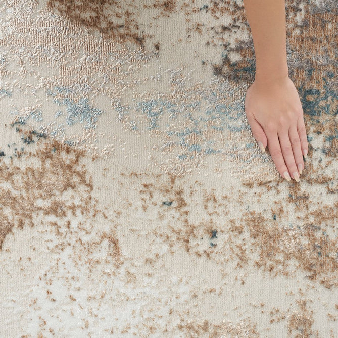 Glitz GLZ06 Modern Abstract Distressed Metallic Shimmer Hi-Low Textured Soft-Touch Short-Pile Polyester Taupe/Blue/Grey/Cream/Multicolour Runner-Nourison-Rug Love - The Most Loved Rug Store