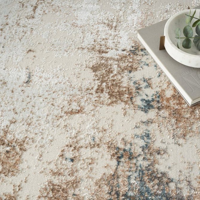 Glitz GLZ06 Modern Abstract Distressed Metallic Shimmer Hi-Low Textured Soft-Touch Short-Pile Polyester Taupe/Blue/Grey/Cream/Multicolour Runner-Nourison-Rug Love - The Most Loved Rug Store
