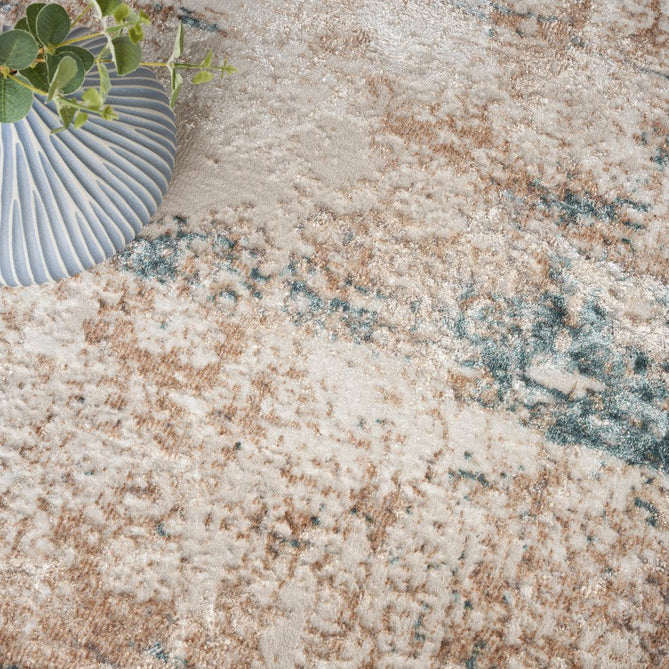 Glitz GLZ06 Modern Abstract Distressed Metallic Shimmer Hi-Low Textured Soft-Touch Short-Pile Polyester Taupe/Blue/Grey/Cream/Multicolour Runner-Nourison-Rug Love - The Most Loved Rug Store