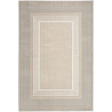 Glitz GLZ07 Modern Abstract Geometric Border Distressed Metallic Shimmer Hi-Low Textured Soft-Touch Polyester Ivory Rug