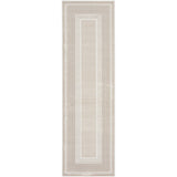 Glitz GLZ07 Modern Abstract Geometric Border Distressed Metallic Shimmer Hi-Low Textured Soft-Touch Polyester Ivory Runner