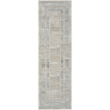 Glitz GLZ07 Modern Abstract Geometric Border Distressed Metallic Shimmer Hi-Low Textured Soft-Touch Polyester Ivory/Multicolour Runner