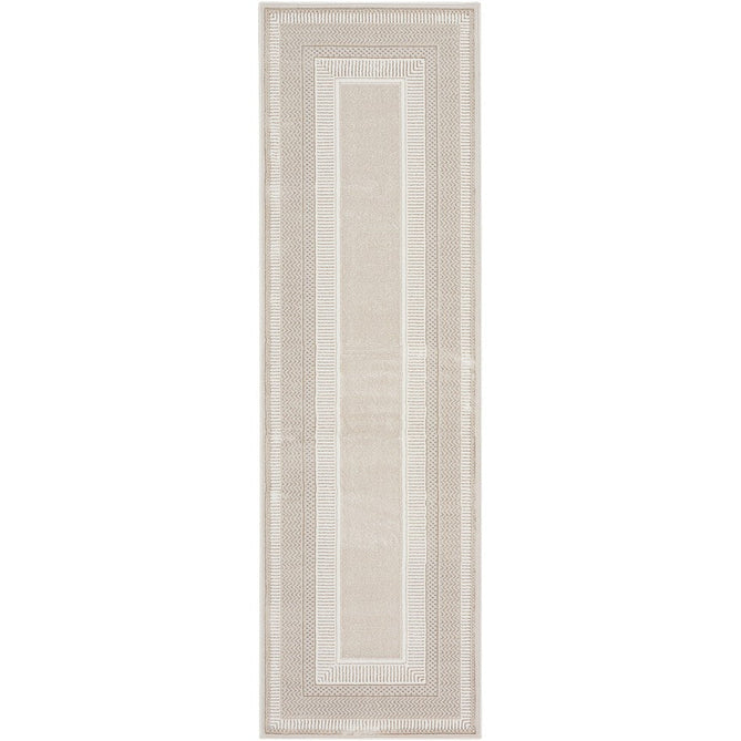 Glitz GLZ07 Modern Abstract Geometric Border Distressed Metallic Shimmer Hi-Low Textured Soft-Touch Polyester Low Profile Short-Pile Ivory/Beige Rug-Nourison-Rug Love - The Most Loved Rug Store