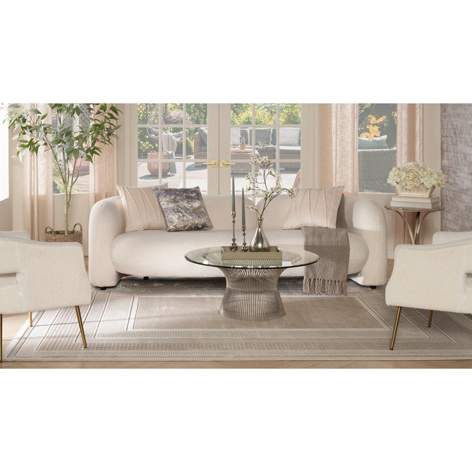 Glitz GLZ07 Modern Abstract Geometric Border Distressed Metallic Shimmer Hi-Low Textured Soft-Touch Polyester Low Profile Short-Pile Ivory/Beige Rug-Nourison-Rug Love - The Most Loved Rug Store