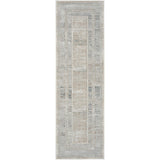Glitz GLZ07 Modern Abstract Geometric Border Distressed Metallic Shimmer Hi-Low Textured Soft-Touch Polyester Low Profile Short-Pile Ivory/Multicolour Runner