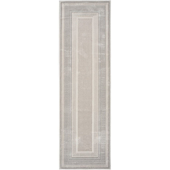 Glitz GLZ07 Modern Abstract Geometric Border Distressed Metallic Shimmer Hi-Low Textured Soft-Touch Polyester Low Profile Short-Pile Silver Rug-Nourison-Rug Love - The Most Loved Rug Store