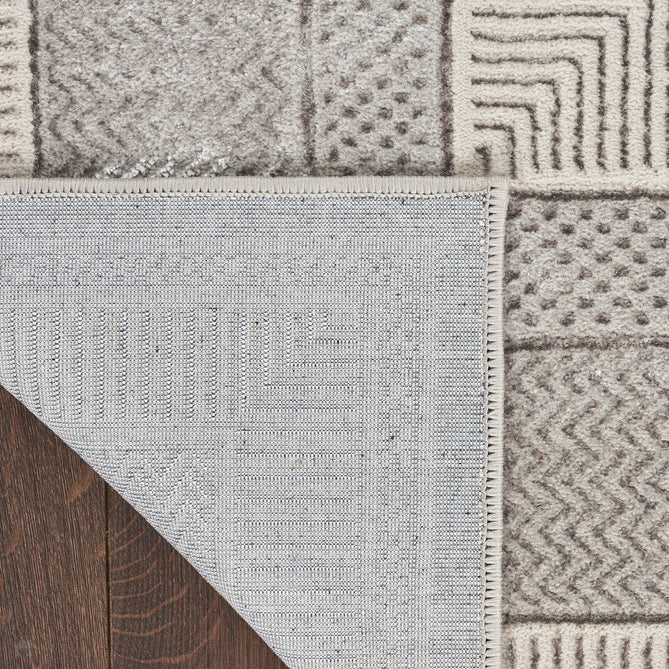 Glitz GLZ07 Modern Abstract Geometric Border Distressed Metallic Shimmer Hi-Low Textured Soft-Touch Polyester Low Profile Short-Pile Silver Rug-Nourison-Rug Love - The Most Loved Rug Store