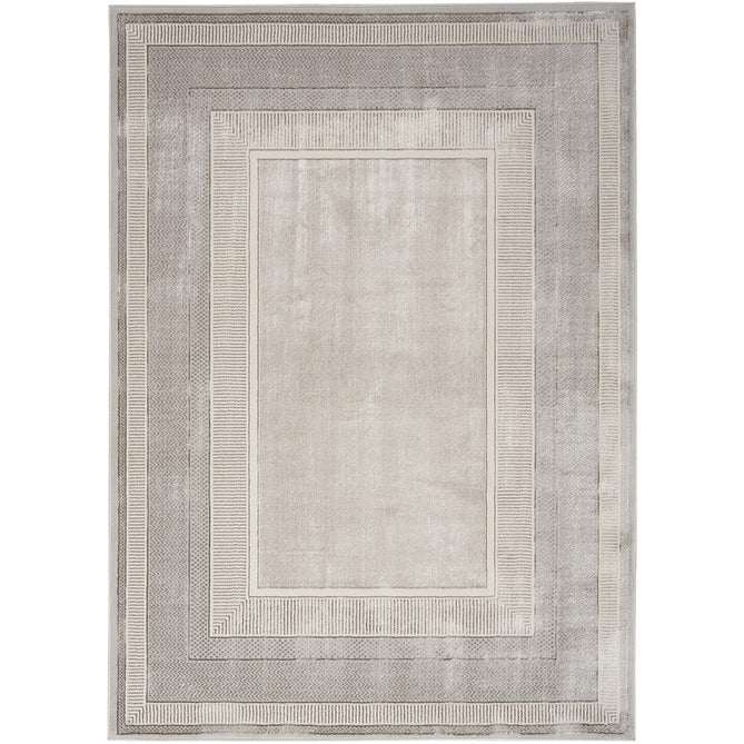 Glitz GLZ07 Modern Abstract Geometric Border Distressed Metallic Shimmer Hi-Low Textured Soft-Touch Polyester Low Profile Short-Pile Silver Rug-Nourison-Rug Love - The Most Loved Rug Store