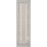 Glitz GLZ07 Modern Abstract Geometric Border Distressed Metallic Shimmer Hi-Low Textured Soft-Touch Polyester Silver Runner