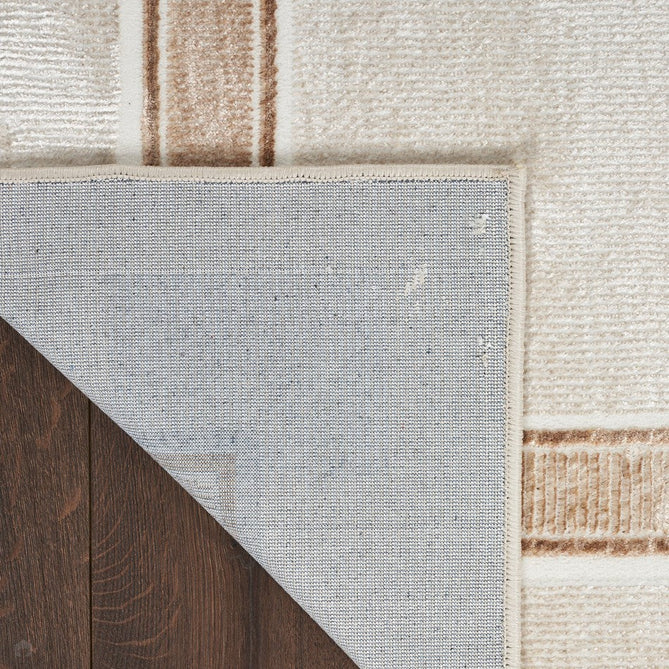 Glitz GLZ08 Modern Plain Ribbed Border Distressed Metallic Shimmer Hi-Low Textured Soft-Touch Polyester Low Profile Short-Pile Ivory/Cream Runner-Nourison-Rug Love - The Most Loved Rug Store