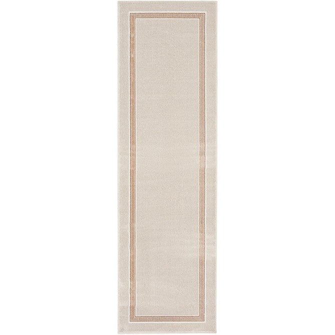 Glitz GLZ08 Modern Plain Ribbed Border Distressed Metallic Shimmer Hi-Low Textured Soft-Touch Polyester Low Profile Short-Pile Ivory/Cream Runner-Nourison-Rug Love - The Most Loved Rug Store