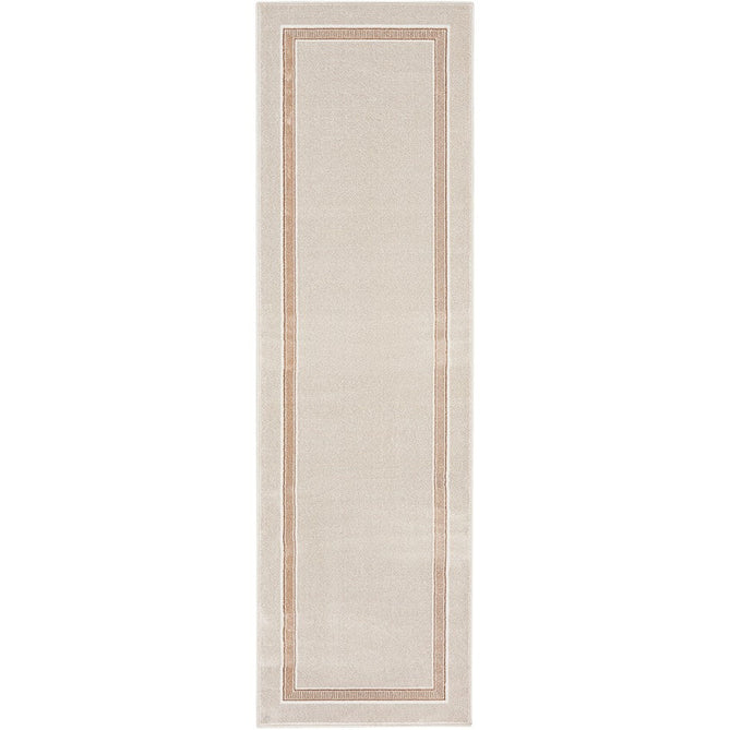 Glitz GLZ08 Modern Plain Ribbed Border Distressed Metallic Shimmer Hi-Low Textured Soft-Touch Polyester Low Profile Short-Pile Ivory/Cream/Beige/Taupe Rug-Nourison-Rug Love - The Most Loved Rug Store