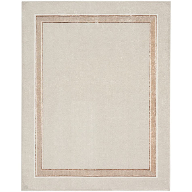Glitz GLZ08 Modern Plain Ribbed Border Distressed Metallic Shimmer Hi-Low Textured Soft-Touch Polyester Low Profile Short-Pile Ivory/Cream/Beige/Taupe Rug-Nourison-Rug Love - The Most Loved Rug Store