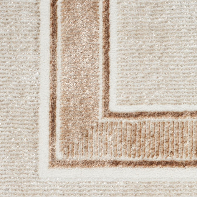 Glitz GLZ08 Modern Plain Ribbed Border Distressed Metallic Shimmer Hi-Low Textured Soft-Touch Polyester Low Profile Short-Pile Ivory/Cream/Beige/Taupe Rug-Nourison-Rug Love - The Most Loved Rug Store