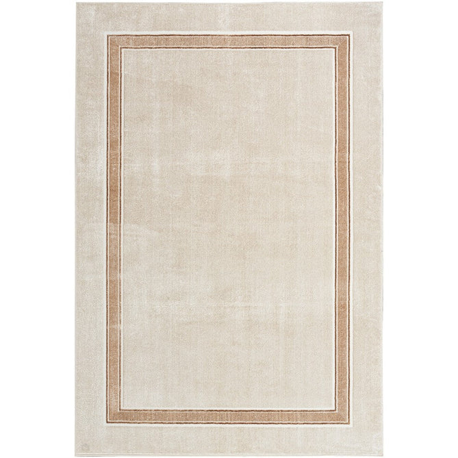 Glitz GLZ08 Modern Plain Ribbed Border Distressed Metallic Shimmer Hi-Low Textured Soft-Touch Polyester Low Profile Short-Pile Ivory/Cream/Beige/Taupe Rug-Nourison-Rug Love - The Most Loved Rug Store