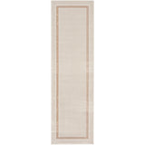 Glitz GLZ08 Modern Plain Ribbed Border Distressed Metallic Shimmer Hi-Low Textured Soft-Touch Polyester Low Profile Short-Pile Ivory/Cream/Beige/Taupe Runner