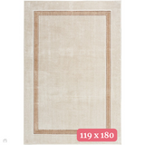 Glitz GLZ08 Modern Plain Ribbed Border Distressed Metallic Shimmer Hi-Low Textured Soft-Touch Short-Pile Polyester Ivory/Cream Rug 119 x 180 cm