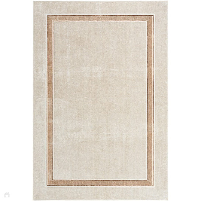 Glitz GLZ08 Modern Plain Ribbed Border Distressed Metallic Shimmer Hi-Low Textured Soft-Touch Short-Pile Polyester Ivory/Cream Rug 160 x 221 cm-Shop Returns-Rug Love - The Most Loved Rug Store
