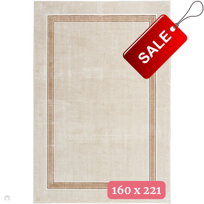 Glitz GLZ08 Modern Plain Ribbed Border Distressed Metallic Shimmer Hi-Low Textured Soft-Touch Short-Pile Polyester Ivory/Cream Rug 160 x 221 cm-Shop Returns-Rug Love - The Most Loved Rug Store