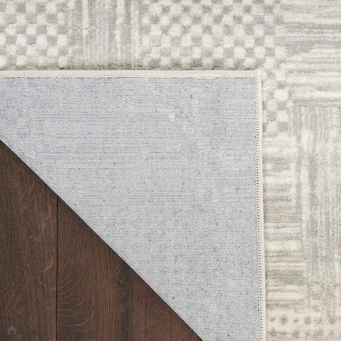 Glitz GLZ09 Modern Abstract Geometric Patchwork Distressed Metallic Shimmer Hi-Low Textured Soft-Touch Polyester Low Profile Short-Pile Silver/Grey Rug-Nourison-Rug Love - The Most Loved Rug Store