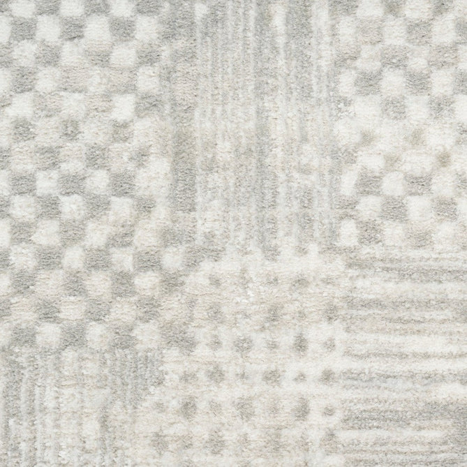 Glitz GLZ09 Modern Abstract Geometric Patchwork Distressed Metallic Shimmer Hi-Low Textured Soft-Touch Short-Pile Polyester Silver/Grey Runner-Nourison-Rug Love - The Most Loved Rug Store