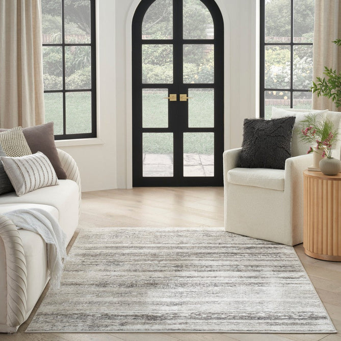 Glitz GLZ10 Modern Abstract Distressed Metallic Shimmer Hi-Low Textured Soft-Touch Short-Pile Polyester Cream/Grey Rug-Nourison-Rug Love - The Most Loved Rug Store