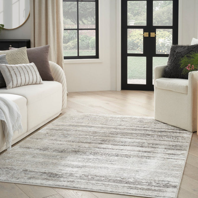 Glitz GLZ10 Modern Abstract Distressed Metallic Shimmer Hi-Low Textured Soft-Touch Short-Pile Polyester Cream/Grey Rug-Nourison-Rug Love - The Most Loved Rug Store