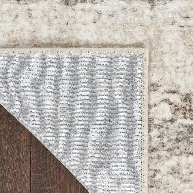 Glitz GLZ10 Modern Abstract Distressed Metallic Shimmer Hi-Low Textured Soft-Touch Short-Pile Polyester Cream/Grey Runner-Nourison-Rug Love - The Most Loved Rug Store