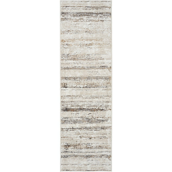 Glitz GLZ10 Modern Abstract Distressed Metallic Shimmer Hi-Low Textured Soft-Touch Short-Pile Polyester Cream/Grey Runner-Nourison-Rug Love - The Most Loved Rug Store