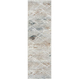 Glitz GLZ11 Modern Abstract Criss Cross Distressed Metallic Shimmer Hi-Low Textured Soft-Touch Polyester Grey/Multicolour Runner