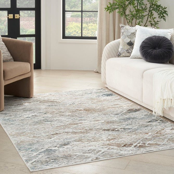 Glitz GLZ11 Modern Abstract Criss Cross Distressed Metallic Shimmer Hi-Low Textured Soft-Touch Polyester Low Profile Short-Pile Grey/Multicolour Rug-Nourison-Rug Love - The Most Loved Rug Store