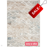 Glitz GLZ11 Modern Abstract Criss Cross Distressed Metallic Shimmer Hi-Low Textured Soft-Touch Short-Pile Polyester Grey/Multicolour Rug 119 x 180 cm