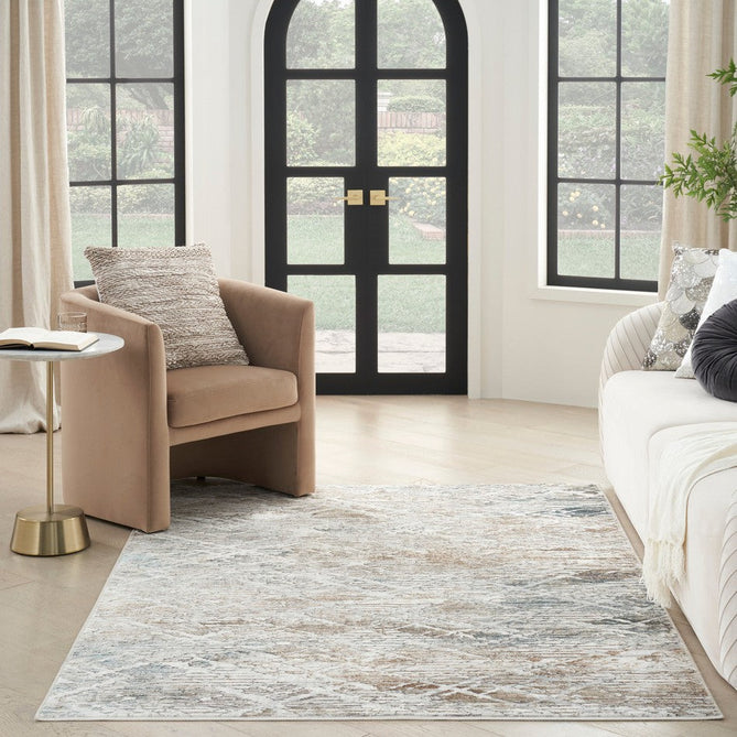 Glitz GLZ11 Modern Abstract Criss Cross Distressed Metallic Shimmer Hi-Low Textured Soft-Touch Short-Pile Polyester Grey/Multicolour Rug-Nourison-Rug Love - The Most Loved Rug Store