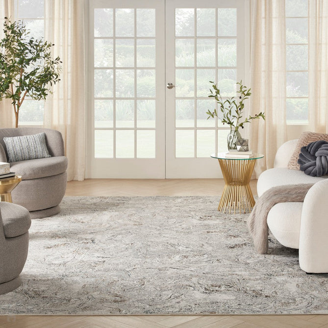 Glitz GLZ20 Modern Abstract Swirl Distressed Metallic Shimmer Hi-Low Textured Soft-Touch Short-Pile Polyester Grey/Multicolour Rug-Nourison-Rug Love - The Most Loved Rug Store