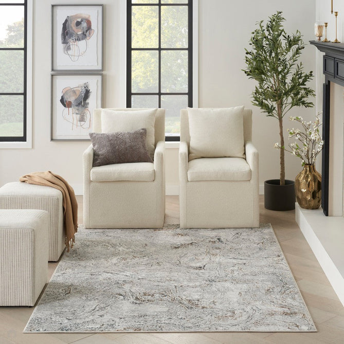 Glitz GLZ20 Modern Abstract Swirl Distressed Metallic Shimmer Hi-Low Textured Soft-Touch Short-Pile Polyester Grey/Multicolour Rug-Nourison-Rug Love - The Most Loved Rug Store