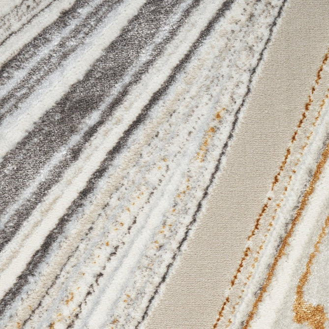 Glitz GLZ21 Modern Abstract Marbled Curve Distressed Metallic Shimmer Hi-Low Textured Soft-Touch Short-Pile Polyester Grey/Gold Runner-Nourison-Rug Love - The Most Loved Rug Store