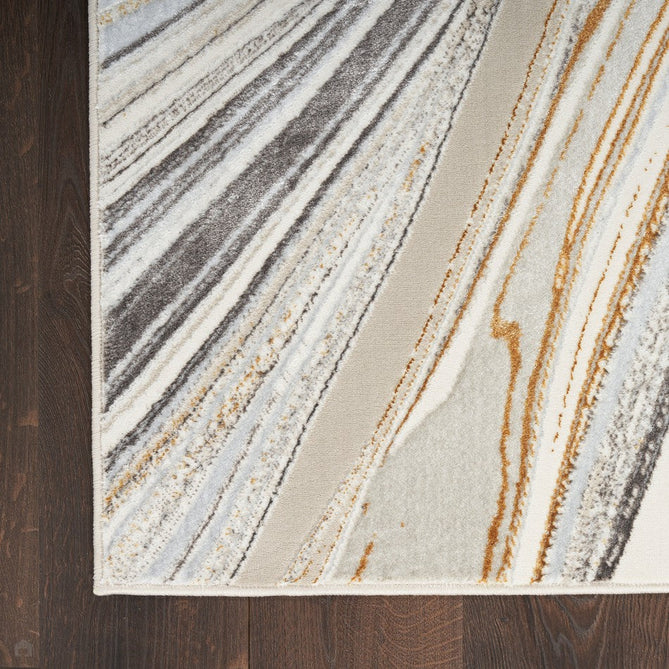 Glitz GLZ21 Modern Abstract Marbled Curve Distressed Metallic Shimmer Hi-Low Textured Soft-Touch Short-Pile Polyester Grey/Gold Runner-Nourison-Rug Love - The Most Loved Rug Store